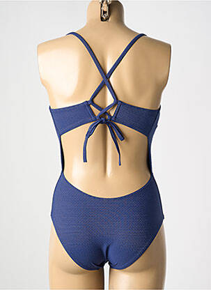 Maillot de bain 1 pièce effet matière satinée haut triangles bleu SIMONE PERELE femme