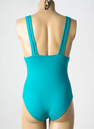Maillot de bain 1 pièce effet matière satinée haut triangles vert SIMONE PERELE femme