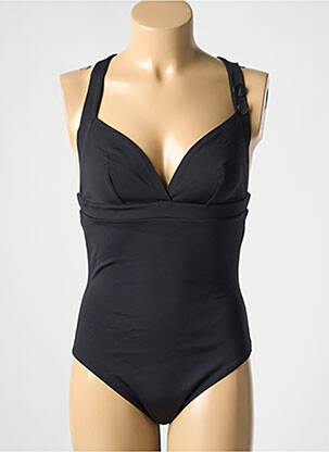 Maillot de bain 1 pièce effet matière satinée haut triangles noir SIMONE PERELE femme