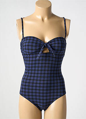 Maillot de bain 1 pièce effet matière satinée haut soutien-gorge avec mousse de rembourrage amovible bleu SIMONE PERELE femme