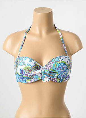 Haut de maillot de bain bretelles élastiquées amovibles haut soutien-gorge moulé bleu ANTIGEL femme