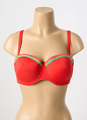 Haut de maillot de bain bretelles élastiquées amovibles haut soutien-gorge balconnet rouge ANTIGEL femme