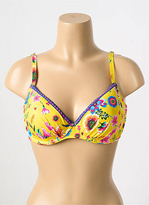 Haut de maillot de bain stretch haut soutien-gorge moulé jaune ANTIGEL femme
