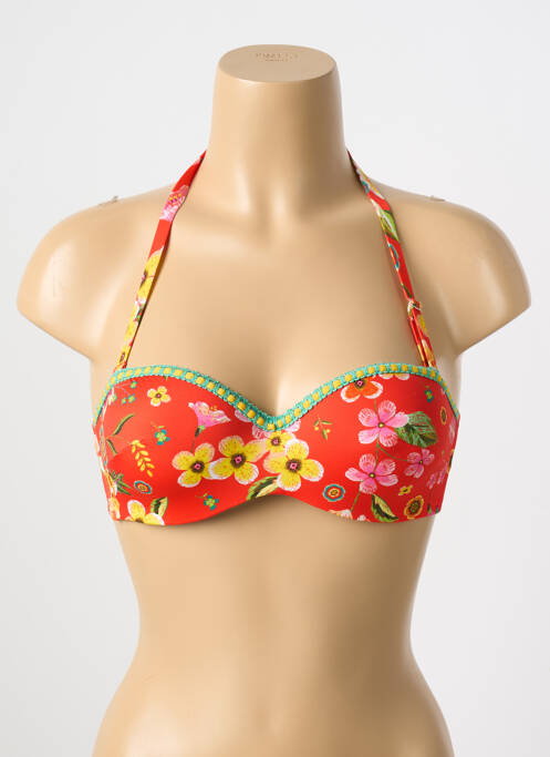 Haut de maillot de bain stretch haut soutien-gorge balconnet rouge ANTIGEL femme