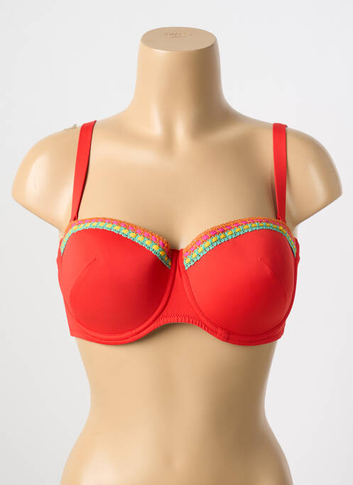 Haut de maillot de bain bretelles élastiquées amovibles haut soutien-gorge balconnet rouge ANTIGEL femme