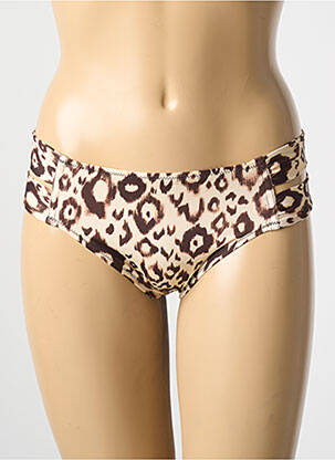 Bas de maillot de bain effet matière satinée culotte marron ANTIGEL femme
