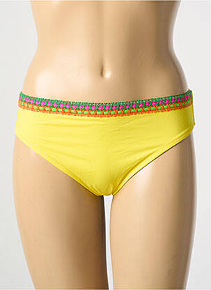Bas de maillot de bain effet matière satinée culotte jaune ANTIGEL femme