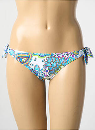 Bas de maillot de bain effet matière satinée bikini bleu ANTIGEL femme