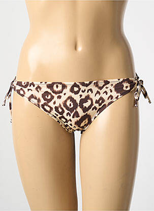 Bas de maillot de bain effet matière satinée bikini marron ANTIGEL femme