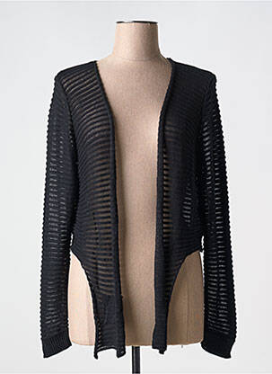 Gilet manches longues resserrée sur le bas noir COULEURS DU TEMPS femme