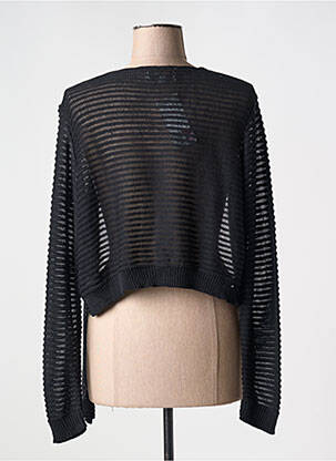 Gilet manches longues resserrée sur le bas noir COULEURS DU TEMPS femme