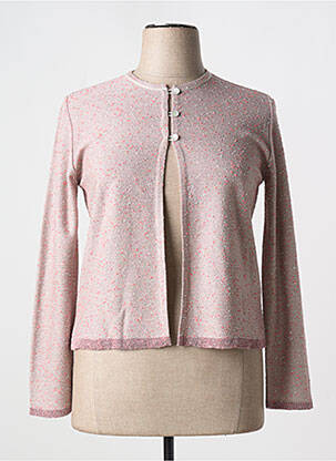 Gilet manches longues col rond rose I.ODENA femme