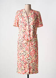 Robe mi-longue imprimé fantaisie manches courtes orange FRANCOISE DE FRANCE femme