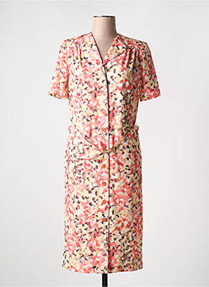 Robe mi-longue imprimé fantaisie manches courtes orange FRANCOISE DE FRANCE femme