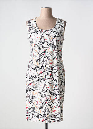 Robe mi-longue imprimé fantaisie sans manche blanc GUY DUBOUIS femme