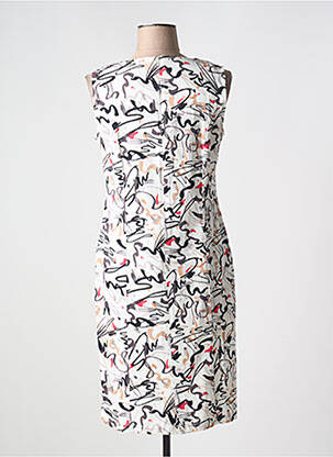 Robe mi-longue imprimé fantaisie sans manche blanc GUY DUBOUIS femme