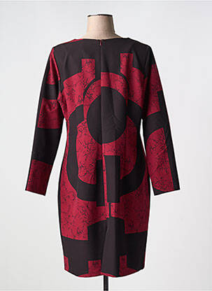 Robe mi-longue imprimé fantaisie manches longues rouge GUY DUBOUIS femme