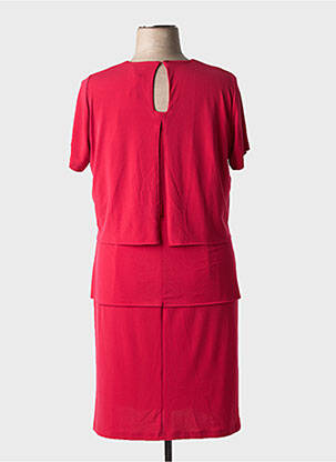 Robe mi-longue tissage crêpe manches courtes rouge GUY DUBOUIS femme