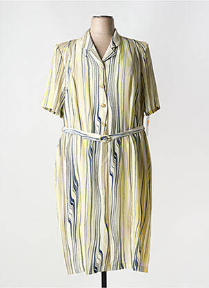 Robe mi-longue coupe fluide manches courtes vert GUY DUBOUIS femme