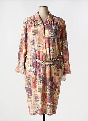 Robe mi-longue imprimé fantaisie manches longues orange !OHO! femme