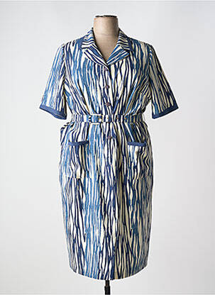Robe mi-longue imprimé fantaisie manches courtes bleu FRANCOISE DE FRANCE femme