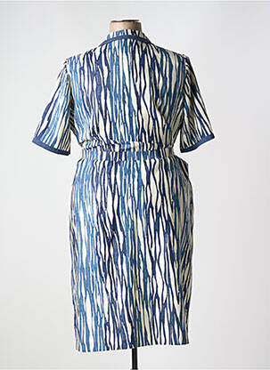 Robe mi-longue imprimé fantaisie manches courtes bleu FRANCOISE DE FRANCE femme