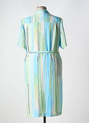 Robe mi-longue tissage crêpe manches courtes bleu GUY DUBOUIS femme