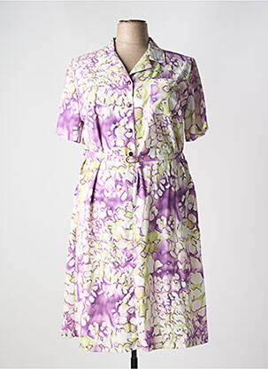 Robe mi-longue imprimé fleurs manches courtes violet 20/20 femme