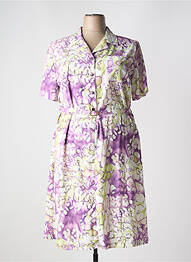Robe mi-longue imprimé fleurs manches courtes violet 20/20 femme