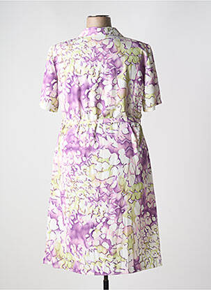 Robe mi-longue imprimé fleurs manches courtes violet 20/20 femme