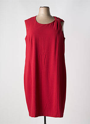 Robe mi-longue tissage crêpe sans manche rouge GUY DUBOUIS femme
