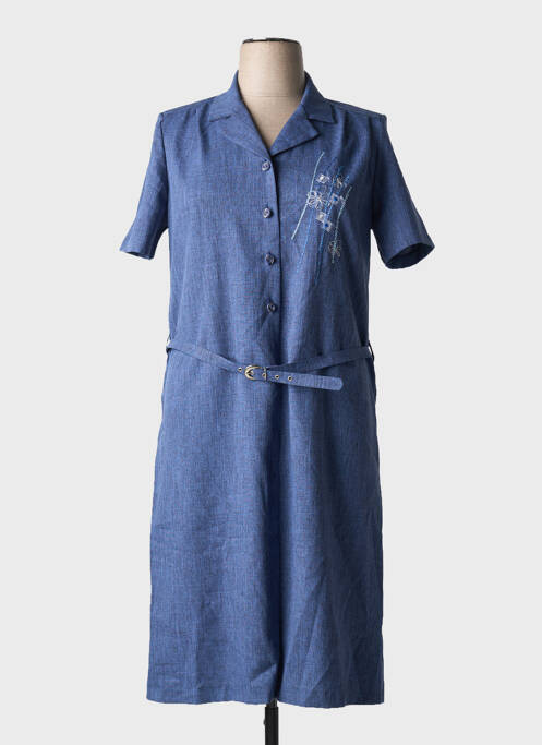 Robe mi-longue manches courtes manches courtes bleu 20/20 femme
