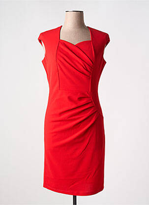 Robe courte fermeture zippée au dos manches courtes rouge COULEURS DU TEMPS femme