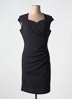 Robe courte fermeture zippée au dos manches courtes noir COULEURS DU TEMPS femme
