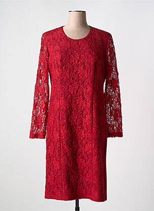 Robe mi-longue manches longues manches longues rouge GRIFFON femme