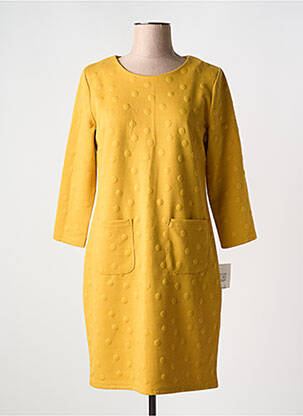 Robe courte manches 3/4 manches 3/4 jaune CONCEPT K femme