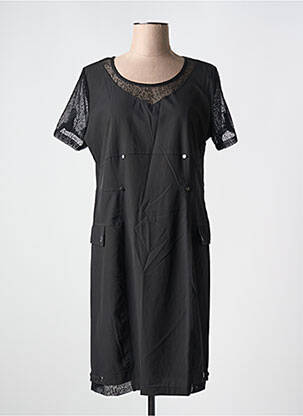 Robe mi-longue manches courtes manches courtes noir GRIFFON femme