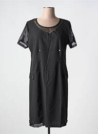Robe mi-longue manches courtes manches courtes noir GRIFFON femme
