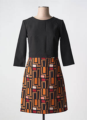 Robe courte manches 3/4 manches 3/4 noir QUATRE VINGT JOURS femme
