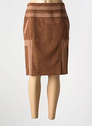 Jupe mi-longue coupe droite marron MERI & ESCA femme