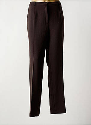 Pantalon droit tissage crêpe taille haute marron GUY DUBOUIS femme