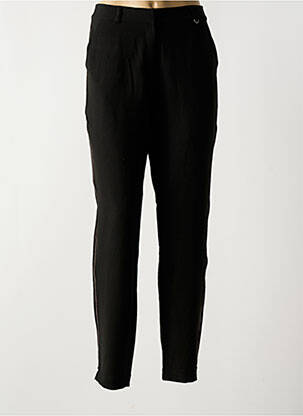 Pantalon chino broderie galons latéraux taille normale noir THALASSA femme