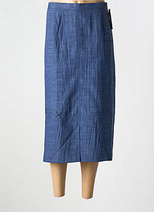 Jupe mi-longue coupe droite bleu GUY DUBOUIS femme