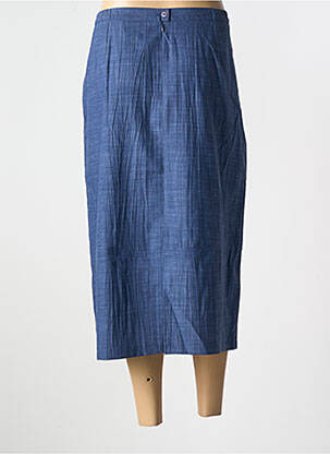 Jupe mi-longue coupe droite bleu GUY DUBOUIS femme