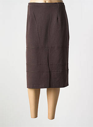 Jupe mi-longue coupe droite marron GRIFFON femme