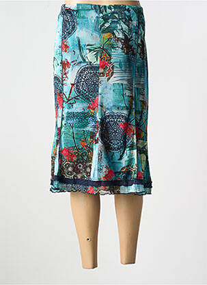 Jupe mi-longue fermeture zip latéral bleu GUY DUBOUIS femme