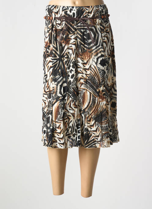 Jupe mi-longue marron GUY DUBOUIS pour femme