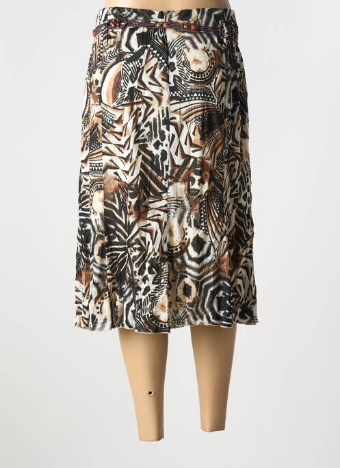 Jupe mi-longue marron GUY DUBOUIS pour femme