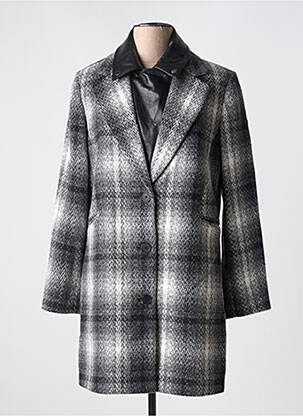 Manteau long coupe cintrée sans capuche gris 7 SEASONS femme