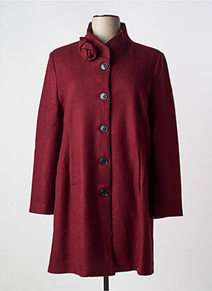 Manteau long coupe droite sans capuche rouge QUATRE VINGT JOURS femme